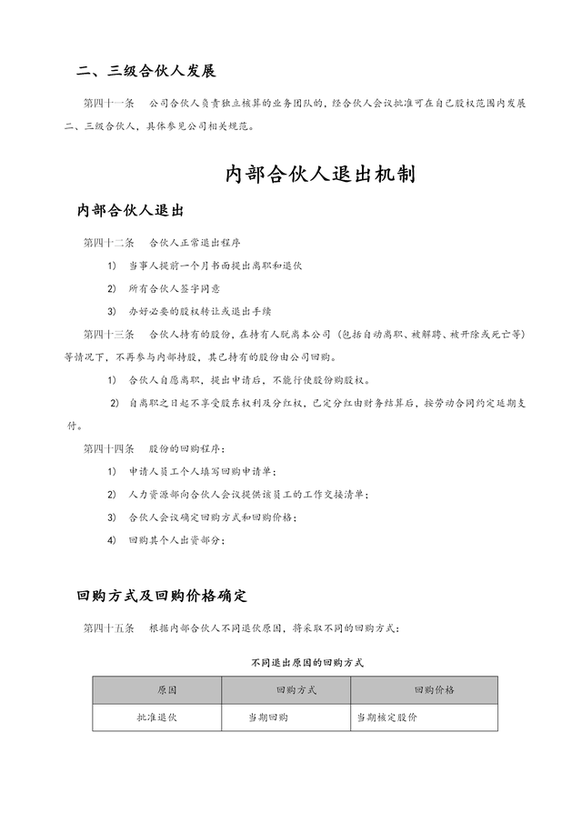 公司管理系统内部合伙人制度（完整版）